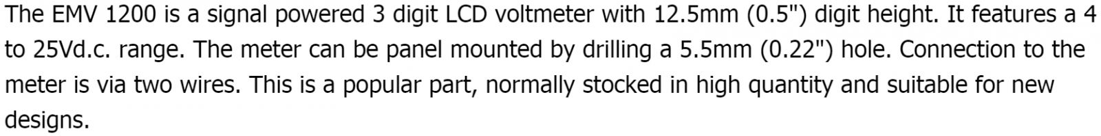 פנל מטר וולט מטר דיגיטלי LASCAR PANEL METER EMV 1200